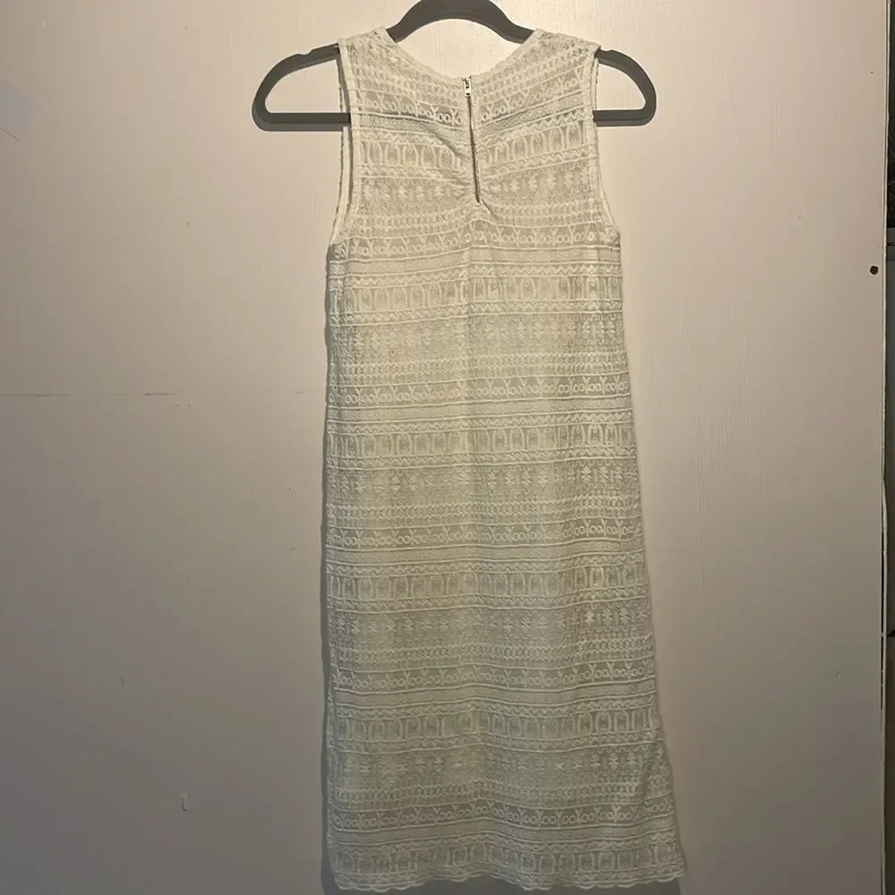 MNG Casual by Mango- “Brenda” Cream Crochet Embroidered & Lace Dress- Size XS